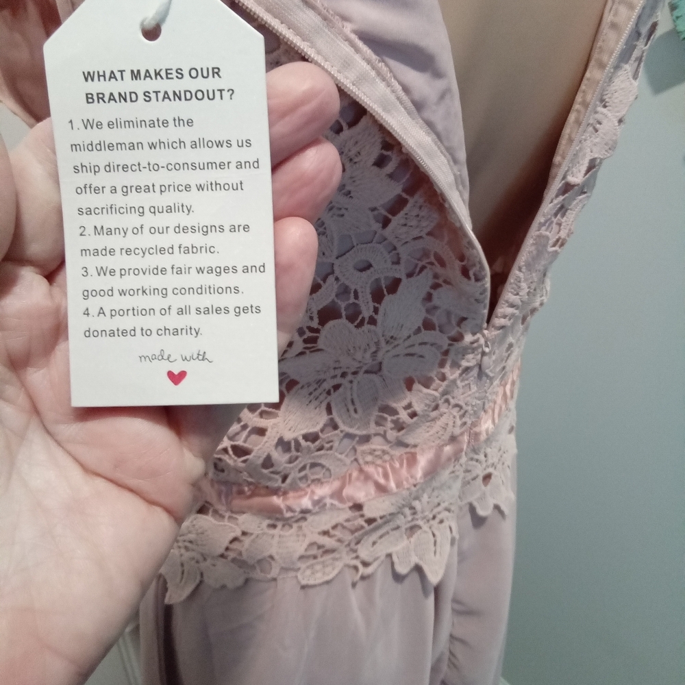 Elegant Pink Lace Dress Size L NWT Wedding, Formal - Picture 10 of 10